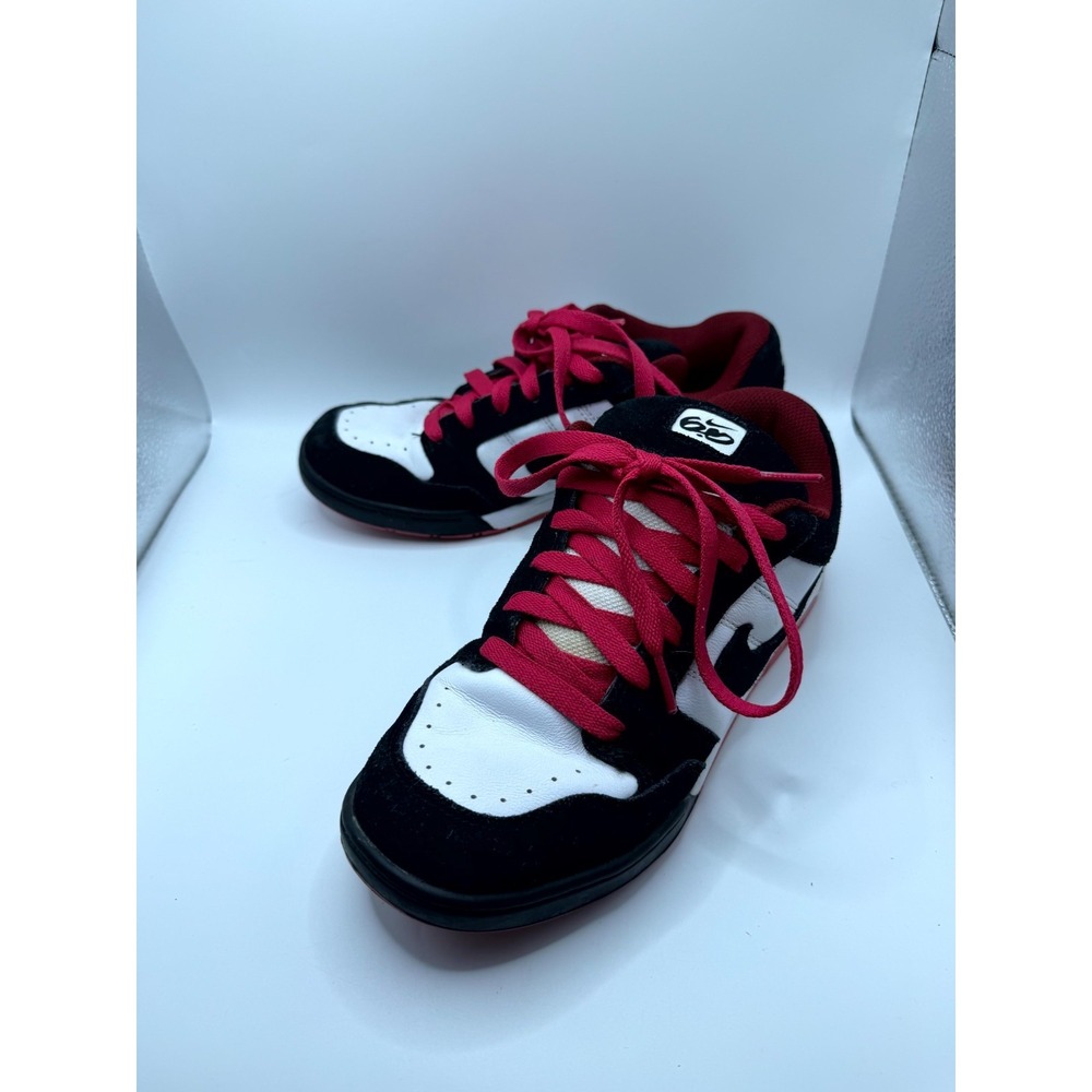 Nike ID 6.0 346229-992 Womens US 8 Sneaker White Black Red Leather Skate Shoes